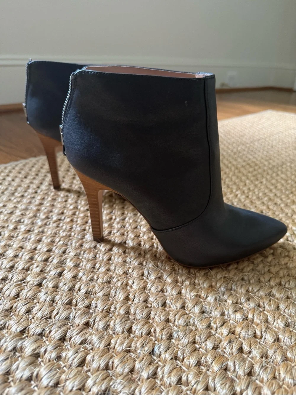 Madewell Jules Black Leather Heeled Ankle Booties